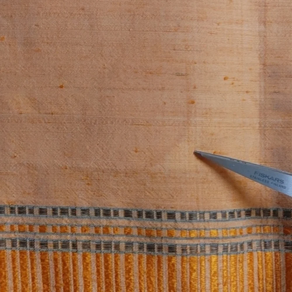 Final $ Duponi Raw Silk Scarf Wrap in Orange